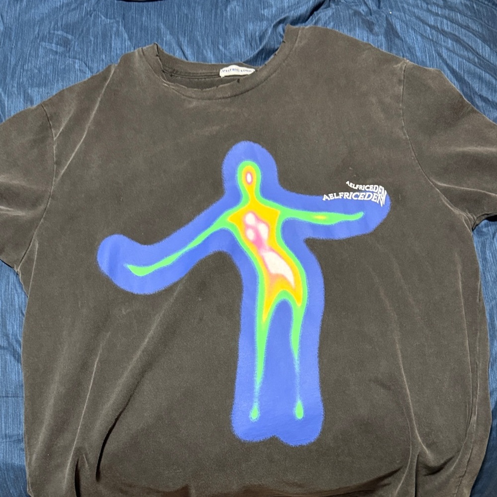 Black T-Shirt with Colorful Abstract Design